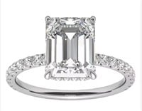 925S 4.0ct Emerald Moissanite Diamond Ring