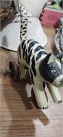 Wooden pull toy cat
