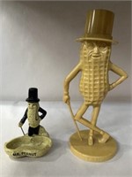 Cast iron Mr. Peanut statue 4”H and plastic Mr.