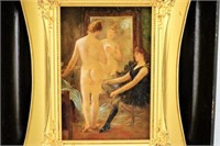 Circa 1890-1900 Painting Nude Dressing