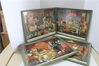 4  FRAMED PRINTS OF DOGS PLAYING POKER