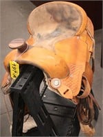 15" Western Leather Cowboy Ranch Saddle Suede Seat