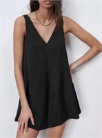 Zara Sz M Flowy Mini Dress - Black
