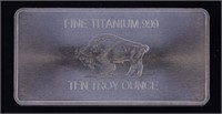 Ten Troy Ounce "Buffalo" .999 Fine Titanium Bull