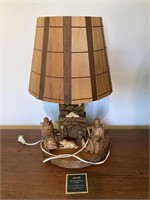 R. Berthier Wooden Carved Lamp