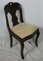 Antique Ornate Solid Wood Padded Chair