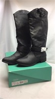 E2) NEW, GAIL RIDING BOOT, LEATHER-LIKE WOMENS