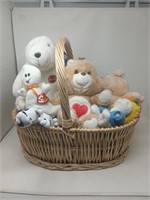Basket of Assorted Plush- Ty Beanie Babies, Care