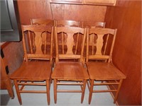 Group of 6 Antique Oak kitchen chairs-