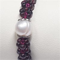 Freshwater Pearl Garnet Bracelet