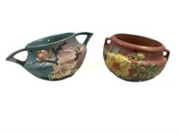 Two Roseville Art Pottery Hanging Baskets