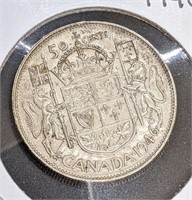 1946 Canadian Silver 50-Cent Half Dollar Coin