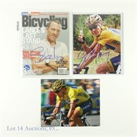Lance Armstrong Signed Photos & Bicycle Magazine