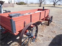 Antique 41” W x 10’ Freight Wagon, Steel Wheel