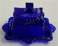 Small Blue Glass Candy Dish & Serving Plate