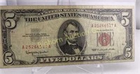 1963 Red Seal Five Dollar Note