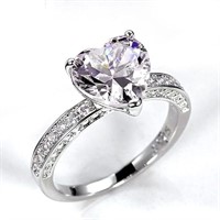 Heart Cut 3.50ct Amethyst & White Sapphire Ring