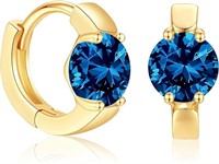 14k Gold-pl. 2.00ct Blue Sapphire Hoop Earrings