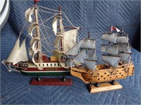 2 Small Wooden Ships #1 Set