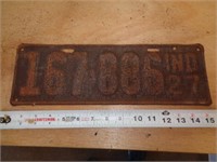 1927  INDIANA LICENSE PLATE