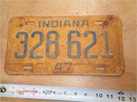 1947  INDIANA LICENSE PLATE