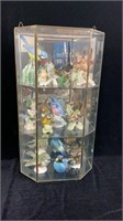 11 Bird Figurines in a Glass Display Case