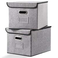 Collapsible File Organizer Box with Lid Decorative