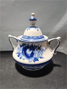 Large Porcelain Sugar Bowl with Lid Russia