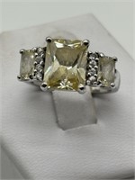 Sterling Silver Canary Yellow CZ Ring