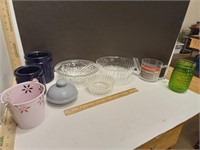 Cut Glass Bowls, Gravy Separator, Blue Speckle