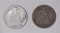 1876-CC and 1877-CC Seated Dimes