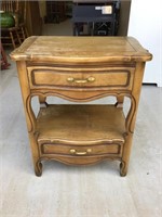 Vintage Wood Nightstand with 2 Drawers 22.25W x