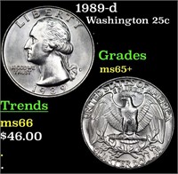 1989-d Washington Quarter 25c Grades GEM+ Unc