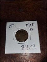 VF 1918 D wheat penny