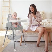 Baby High Chair  3-in-1  5-Point  Gray