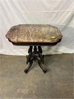 Antique Wooden Table with Brown Marble Top