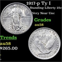 1917-p Ty I Standing Liberty Quarter 25c Grades Ch