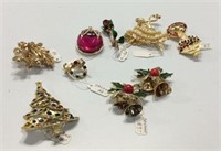 Collection of Vintage and Holiday Brooches KJC