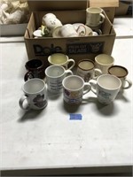 box of asst coffee mugs