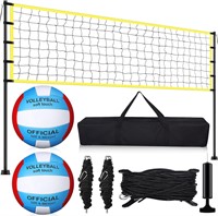 Volleyball Net Set Adjustable Poles  2 Balls