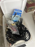 Tote of electrical items