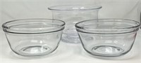 Set of 3 Heavy Glass Mixing Bowls