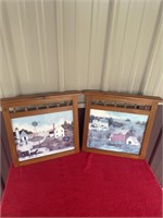Amish scene wooden pictures
