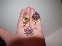 3 Vintage Brooch Pins