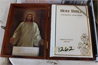 HOLY BIBLE IN WOODEN BIBLE BOX