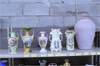 5 Portrait Vases and 1 Pink Vase