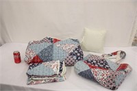 Red White & Blue 88" x 90" Bed Spread Set ~READ