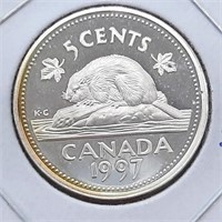 Pièce 5¢ canadien ARGENT STERLING 925 pas circulé