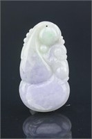 Chinese Green and Lavender Jadeite Lotus Pendant