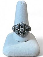 Silver Cluster Ring Sz 10 6.1g 925